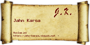 Jahn Karsa névjegykártya